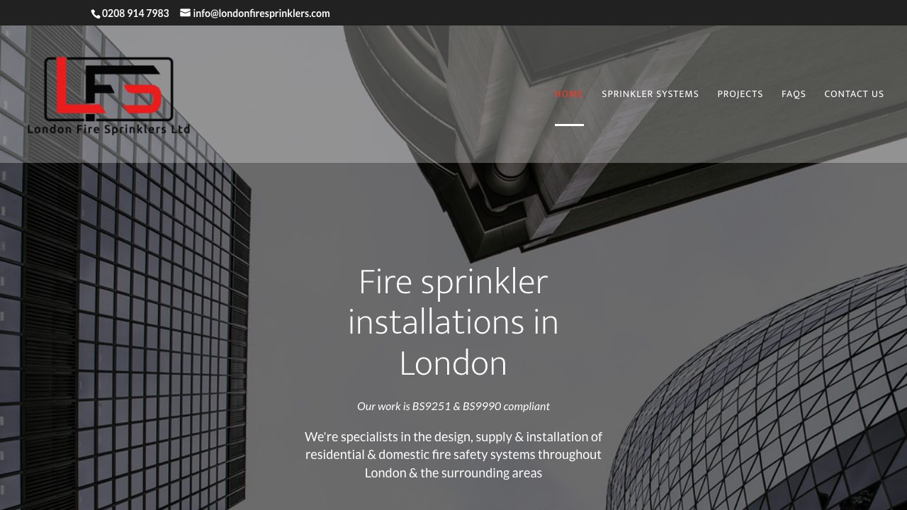 London Fire Sprinklers Ltd website