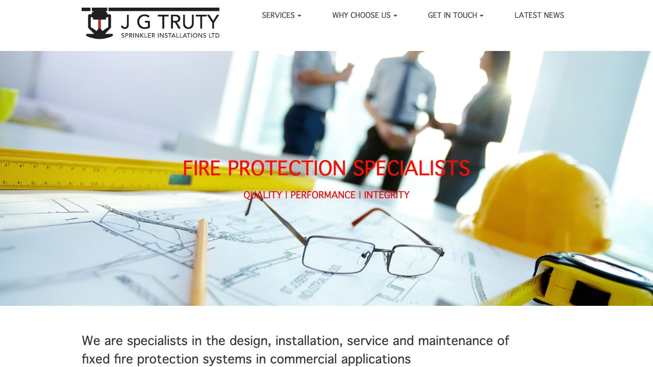 J G Truty Sprinkler Installations Ltd website