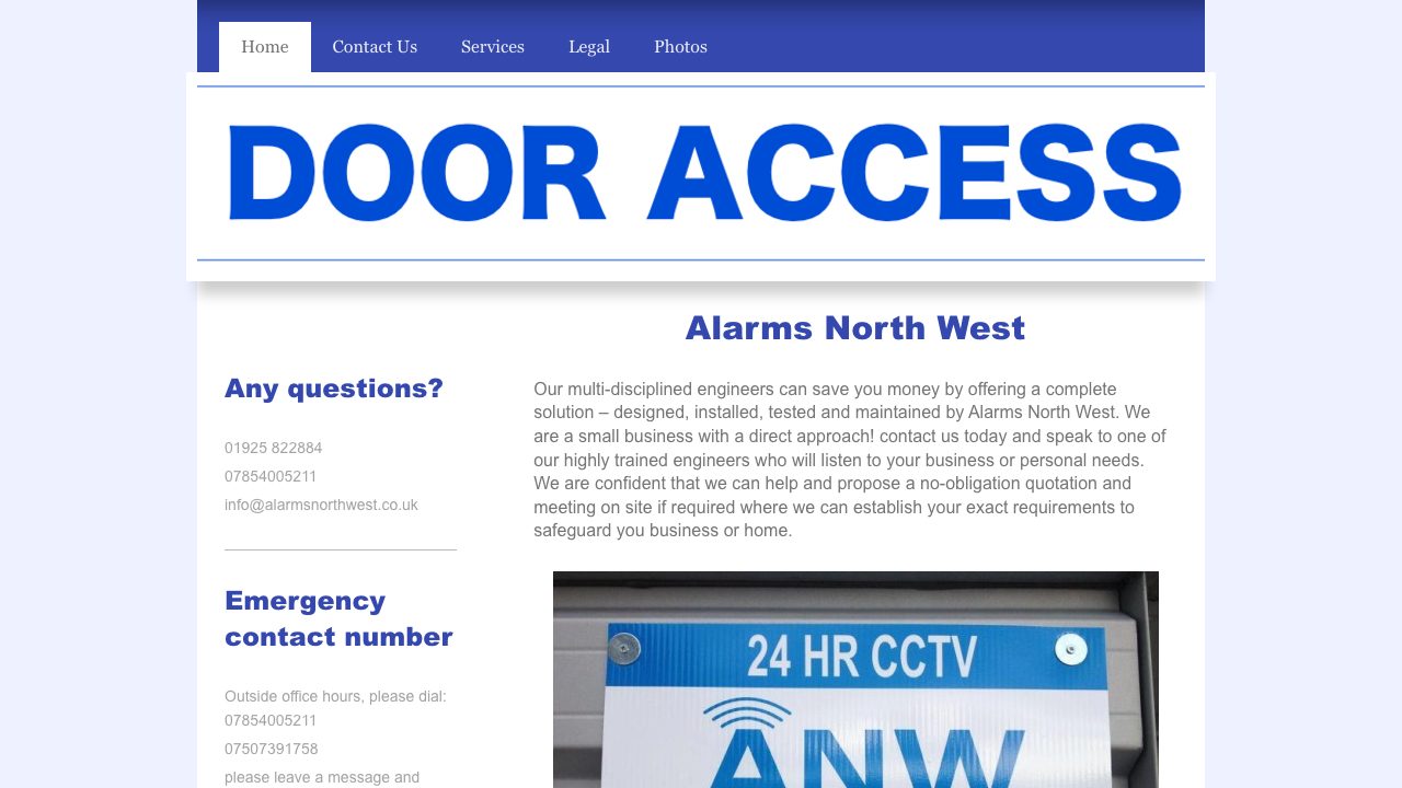 Alarms North West website