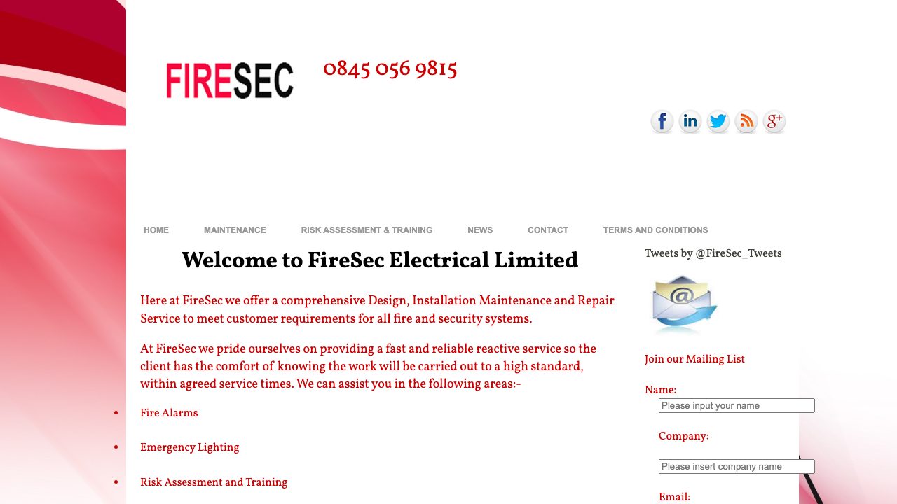 Firesec Electrical Ltd website