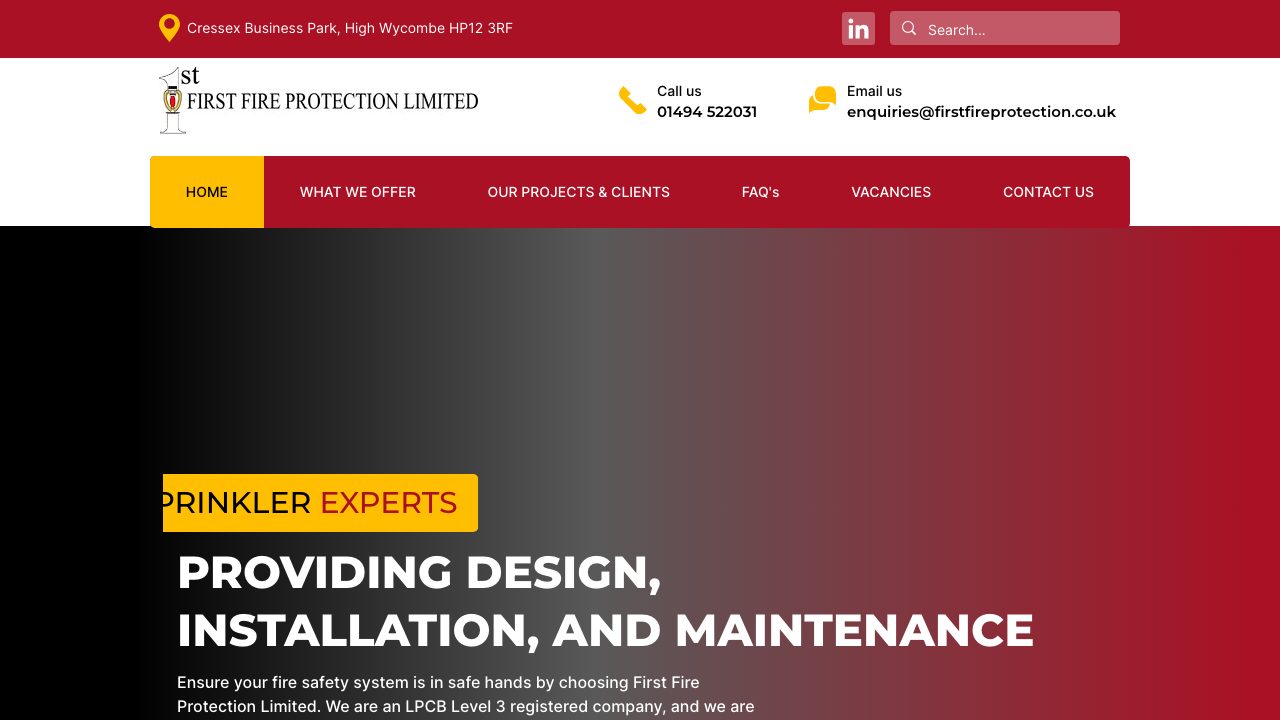 First Fire Protection Ltd website
