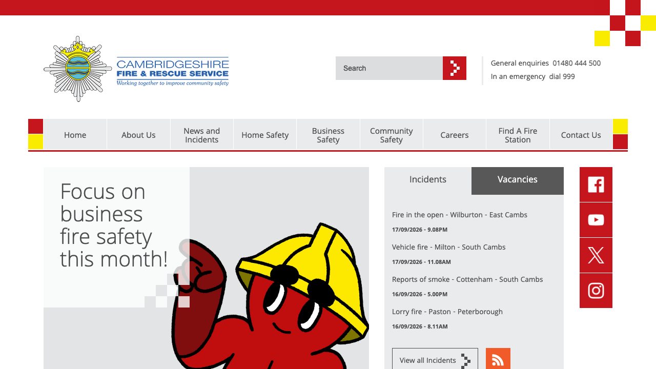 Cambridgeshire Fire and Rescue Service website