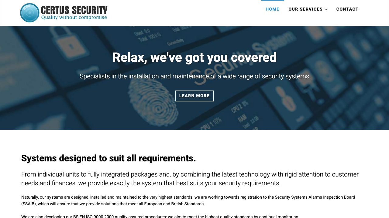 Certus Security LLP website