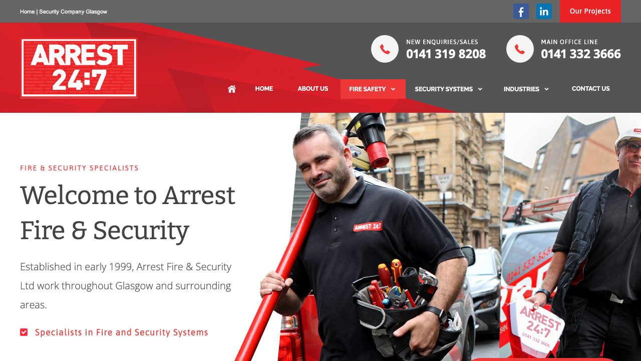 Arrest Fire and Security Ltd website