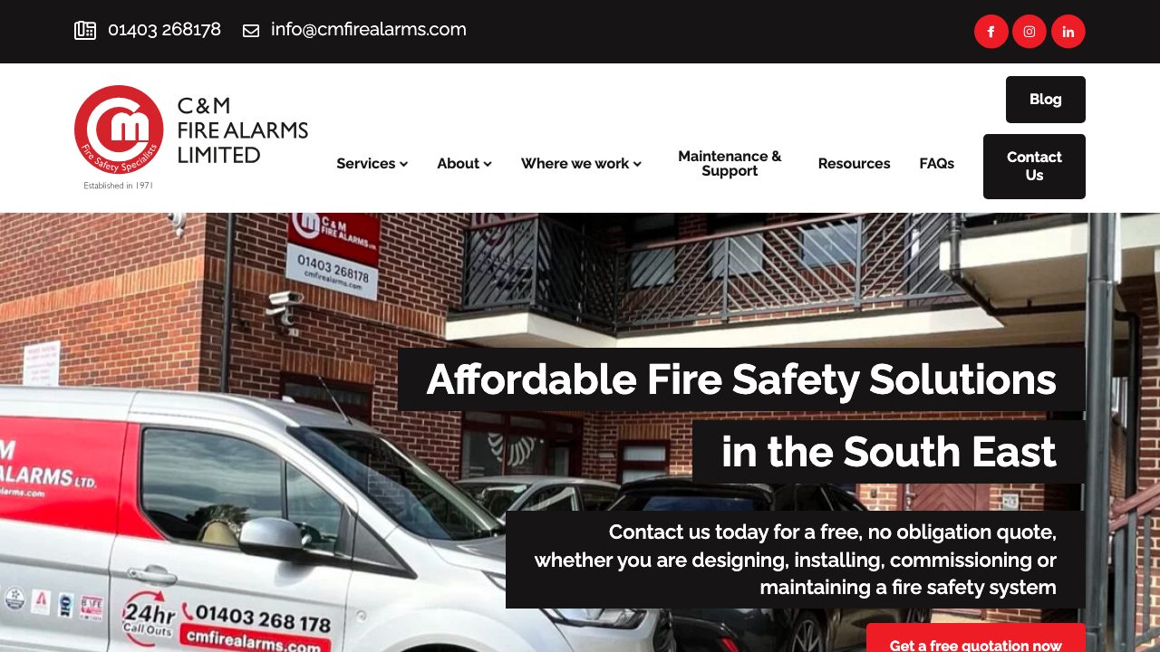 C & M Fire Alarms Ltd website
