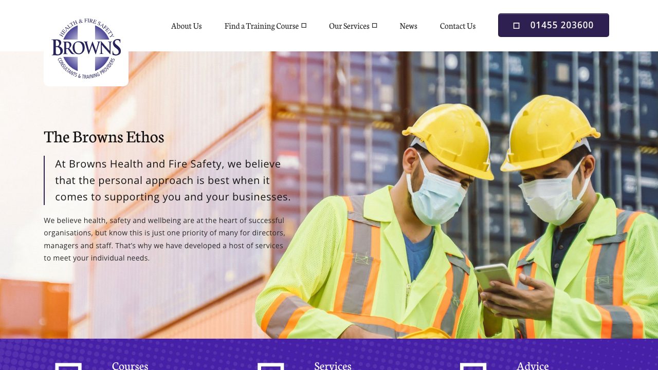 Browns Health and Fire Safety website