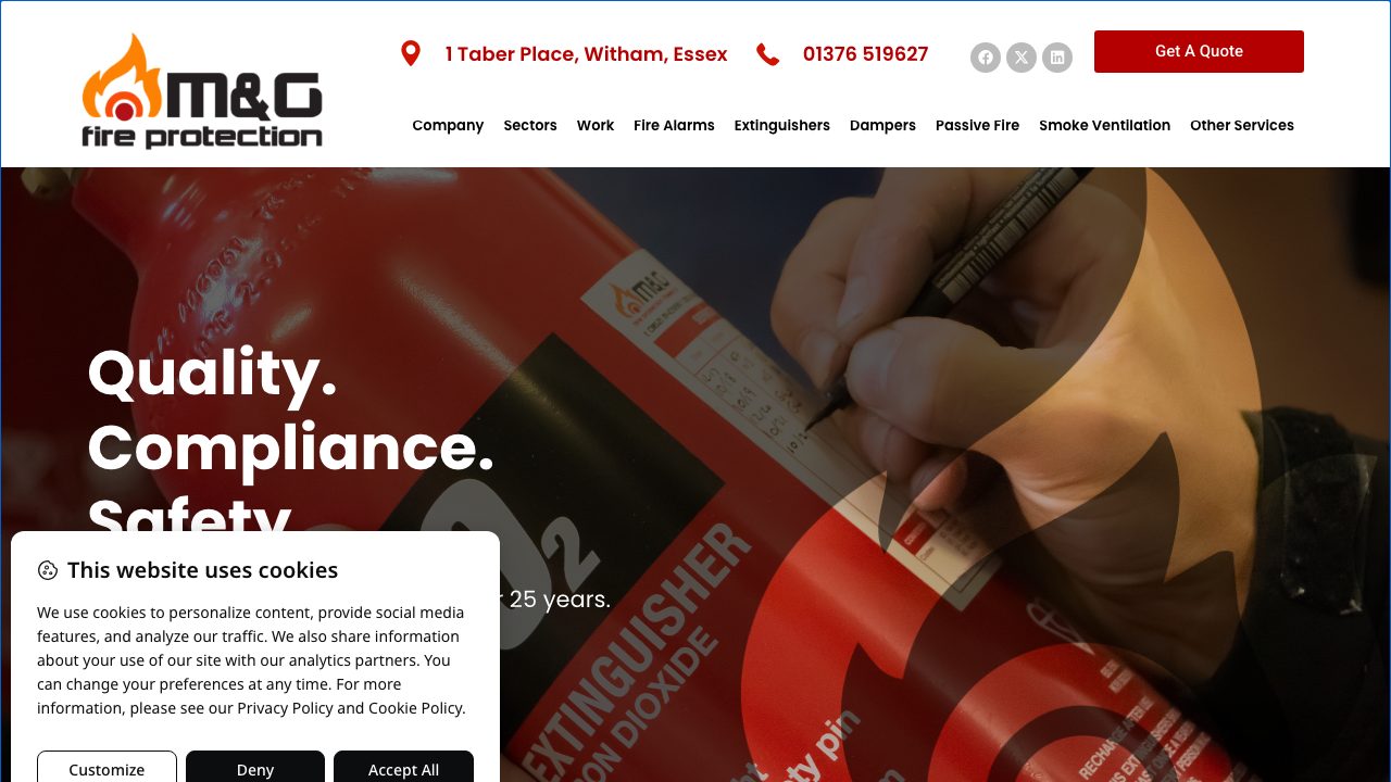 M & G Fire Protection (Essex) Ltd website