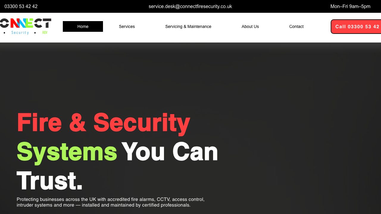 Connect Fire Security Limited website