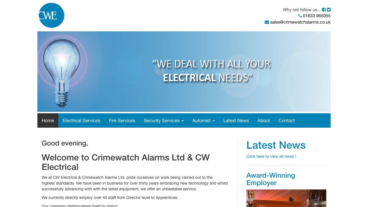 Crimewatch Alarms Ltd website