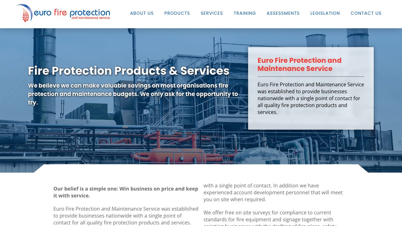Euro Fire Protection & Maintenance Service website