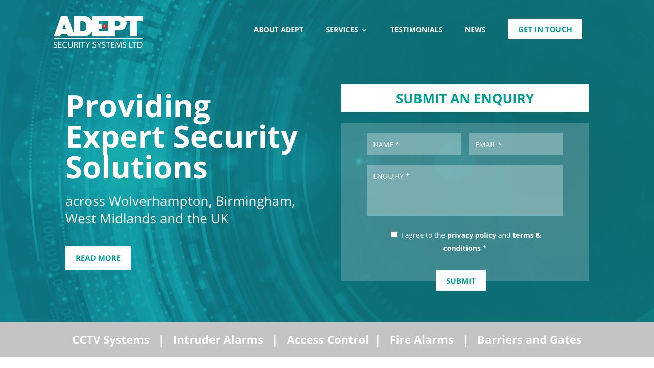 Adept Security Systems Ltd website