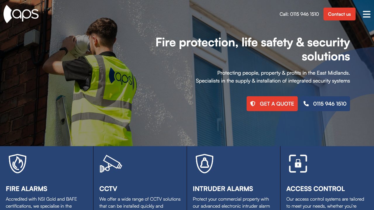APS Security & Fire website