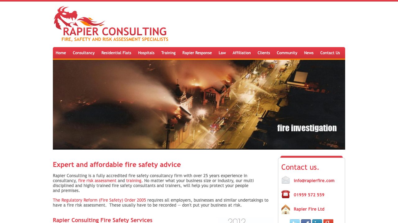 London Fire Engineering Ltd t/a Rapier Fire & Safety Consulting website