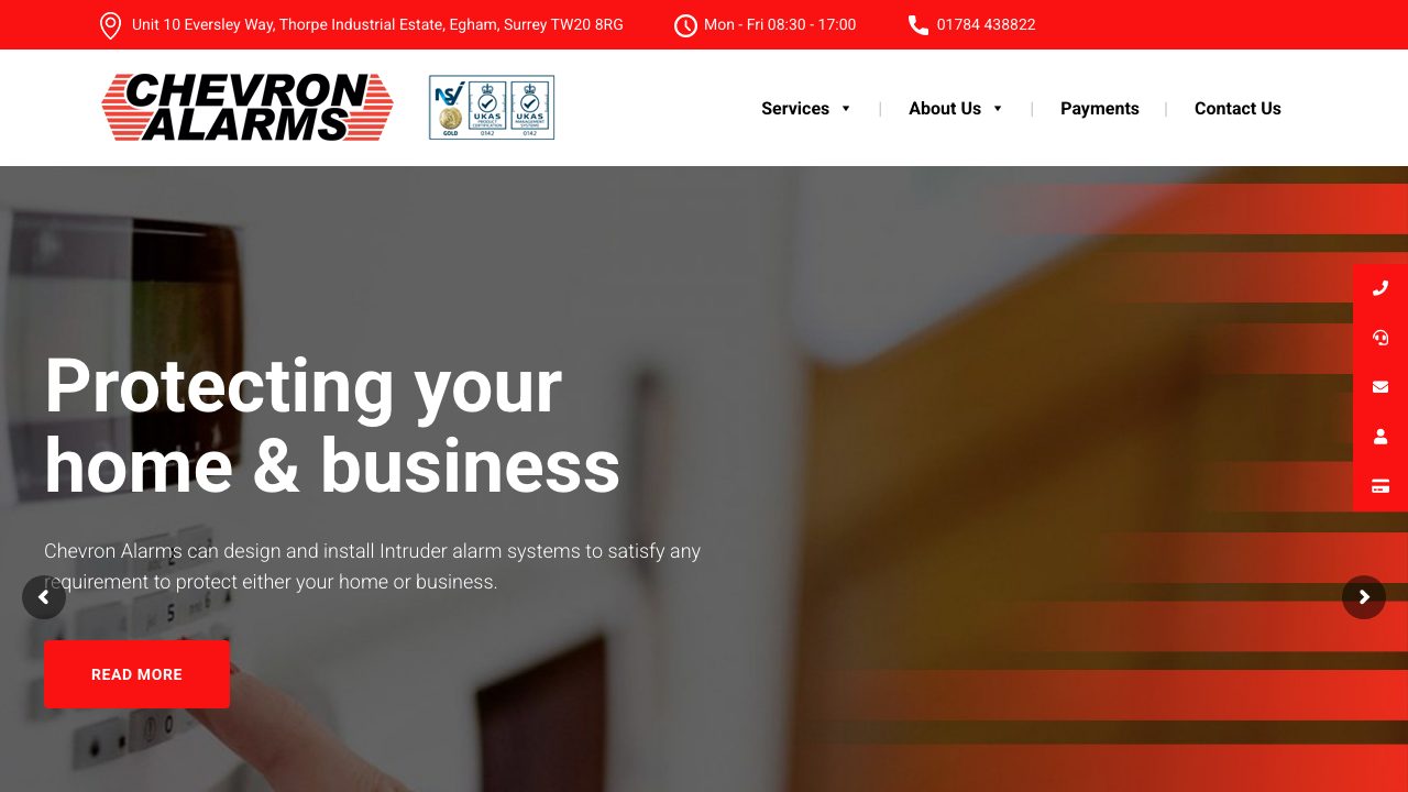 Chevron Alarms Limited website