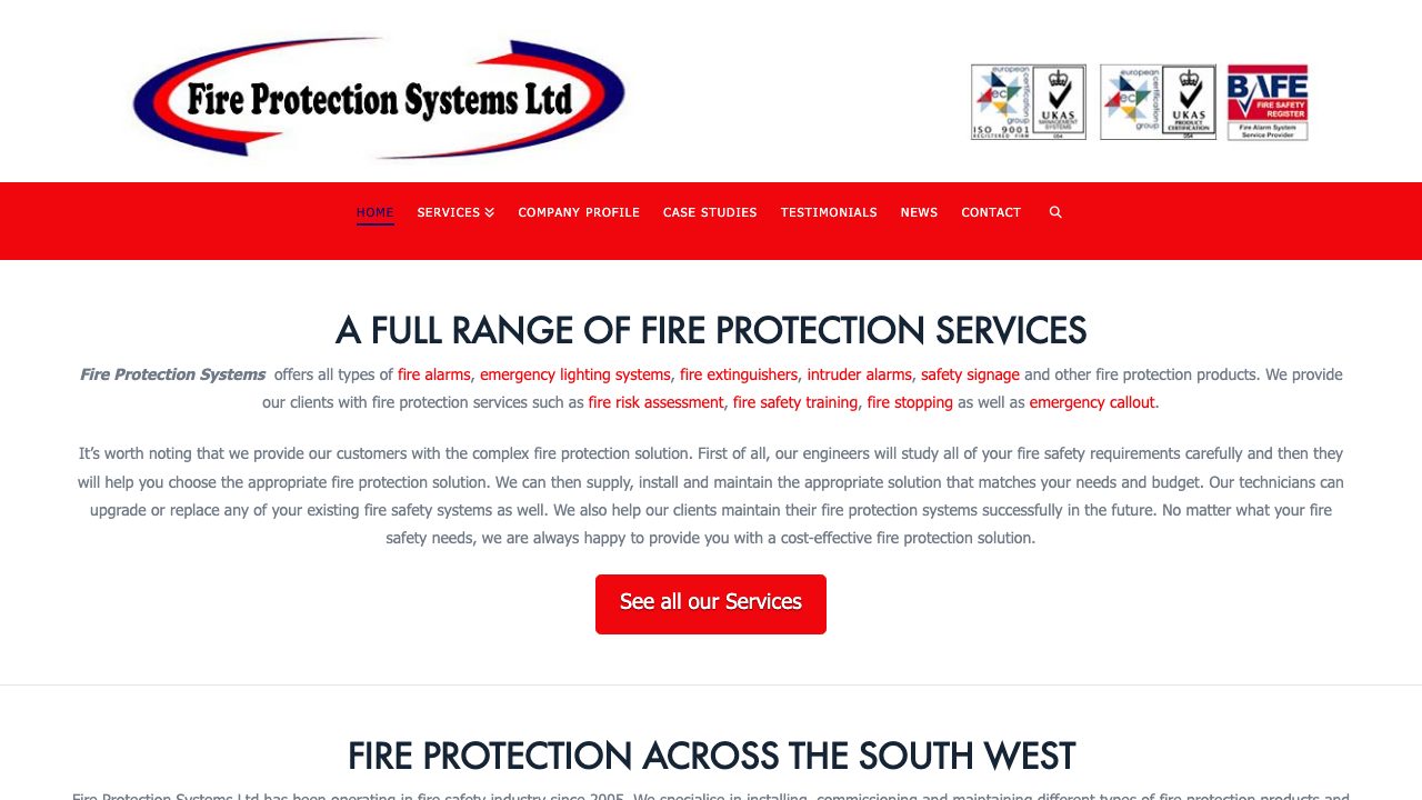 Fire Protection Systems Ltd website
