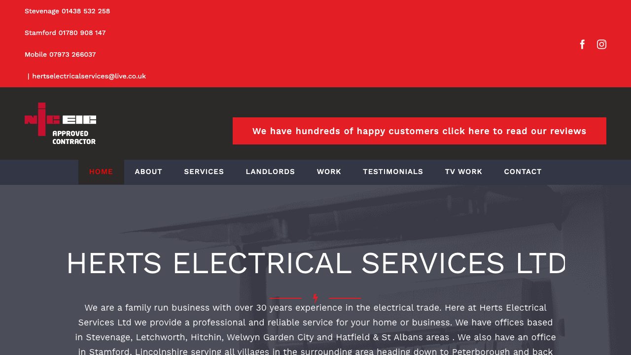 Herts Fire & Electrical website