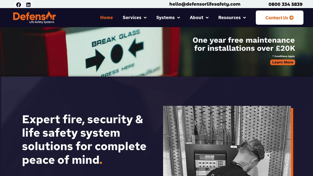 Defensor Maintenance Ltd t/a Defensor Life Safety Systems website