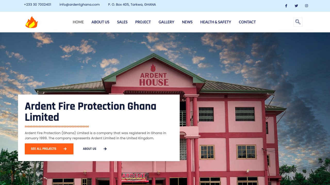 Ardent Fire Protection Ghana ltd website