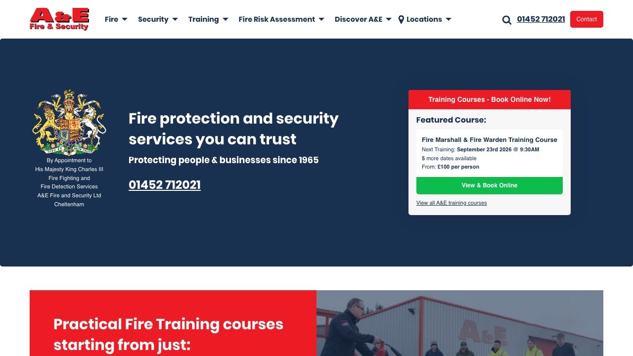 A & E Fire and Security website