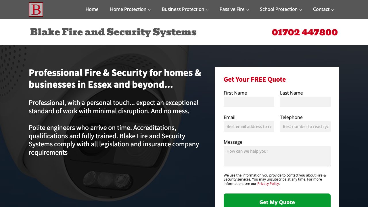Blake Fire & Security Systems website