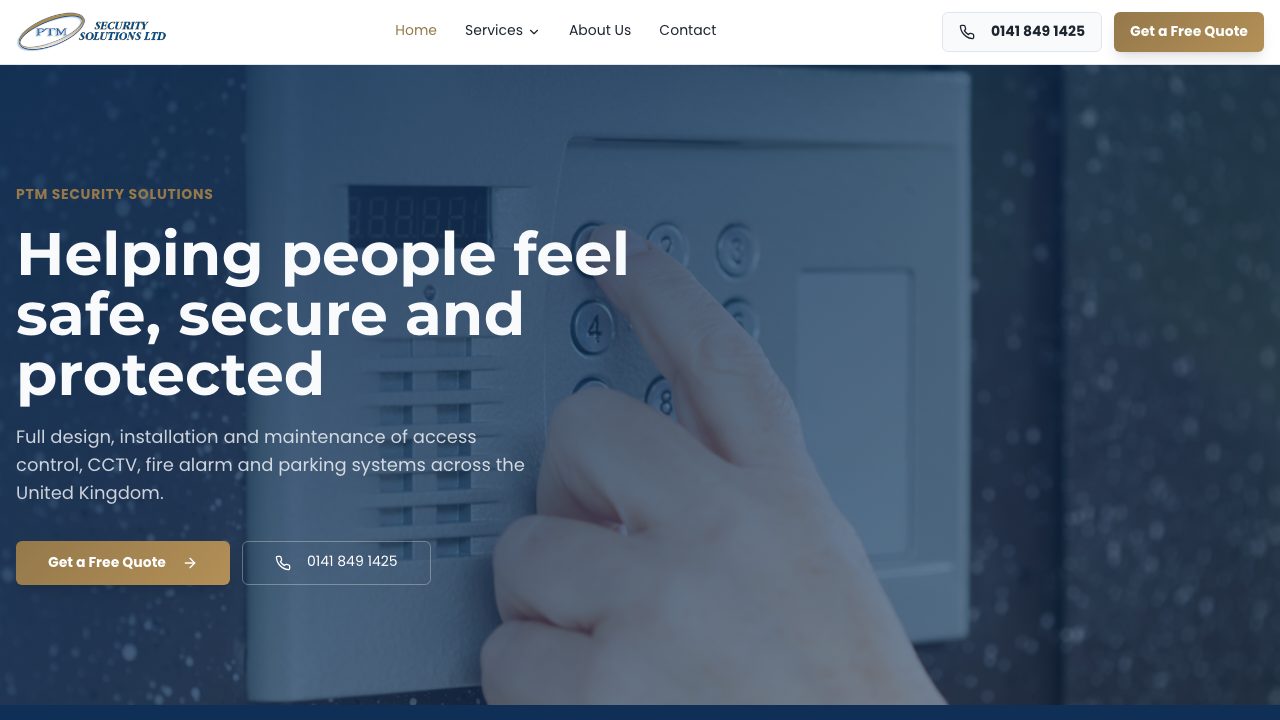 PTM Security Solutions Ltd website