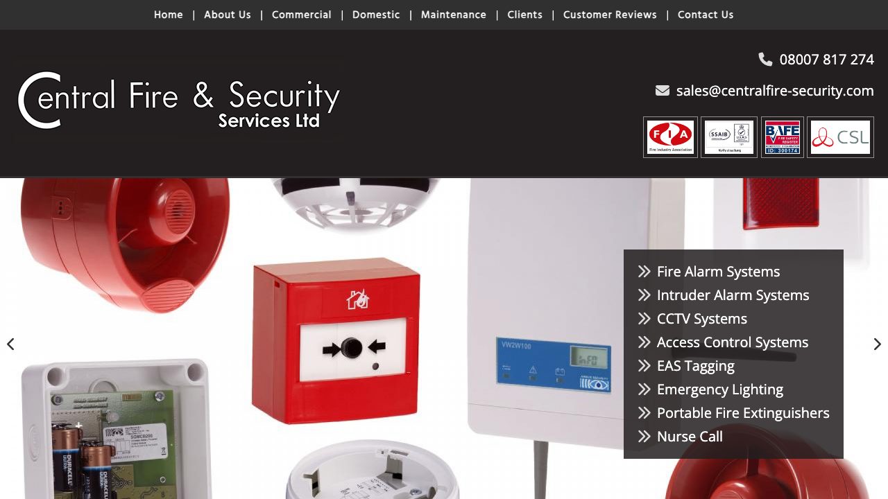 Central Fire and Security Sevices Ltd website